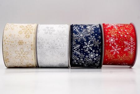 Glitter Christmas Snowflake Wired Ribbon_KF9982.KF9983.KF9984.KF9985.KF9986.KF9987